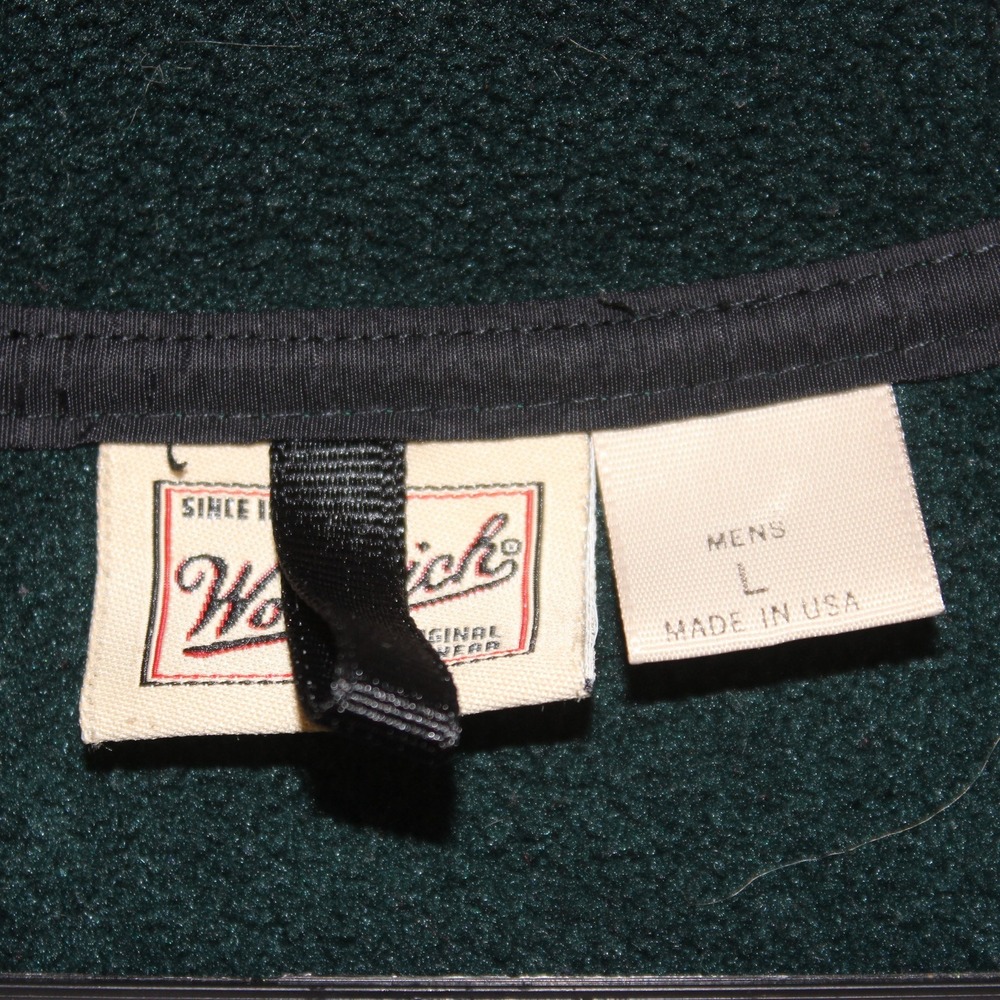 Woolrich Polartec Fleece Pullover Mens Large Green Snap Neck Made in USA Vintage - Picture 2 of 6